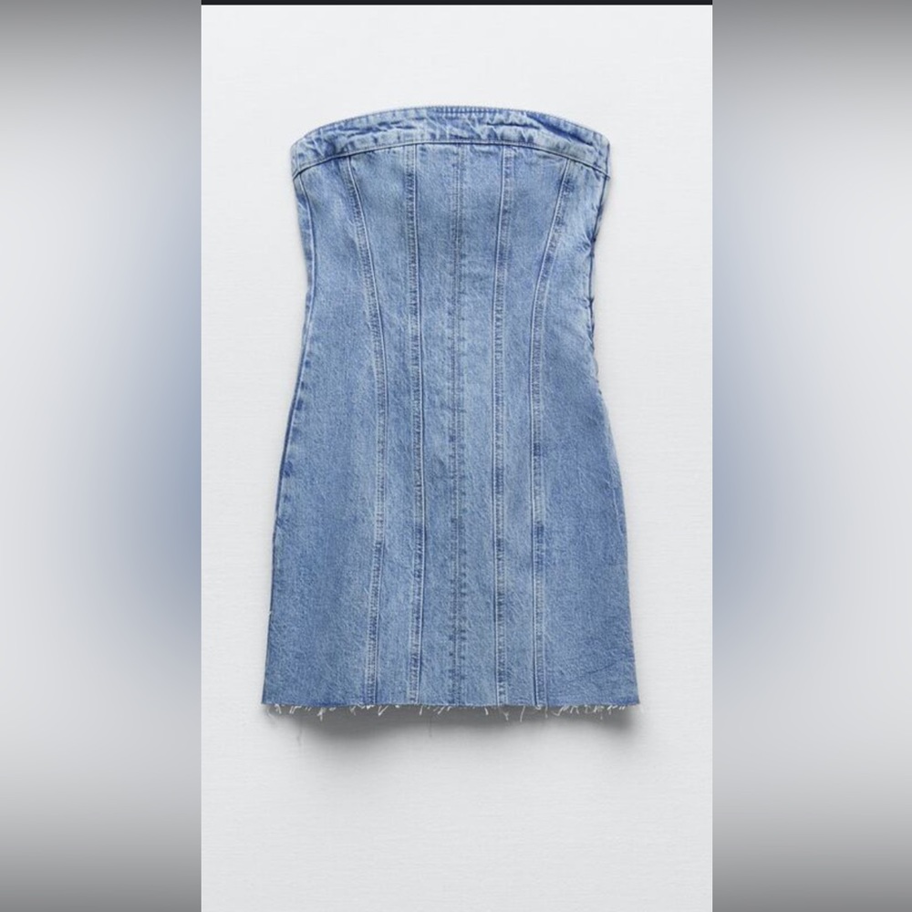 Zara Denim Bandeau Mini Dress in Size XS.